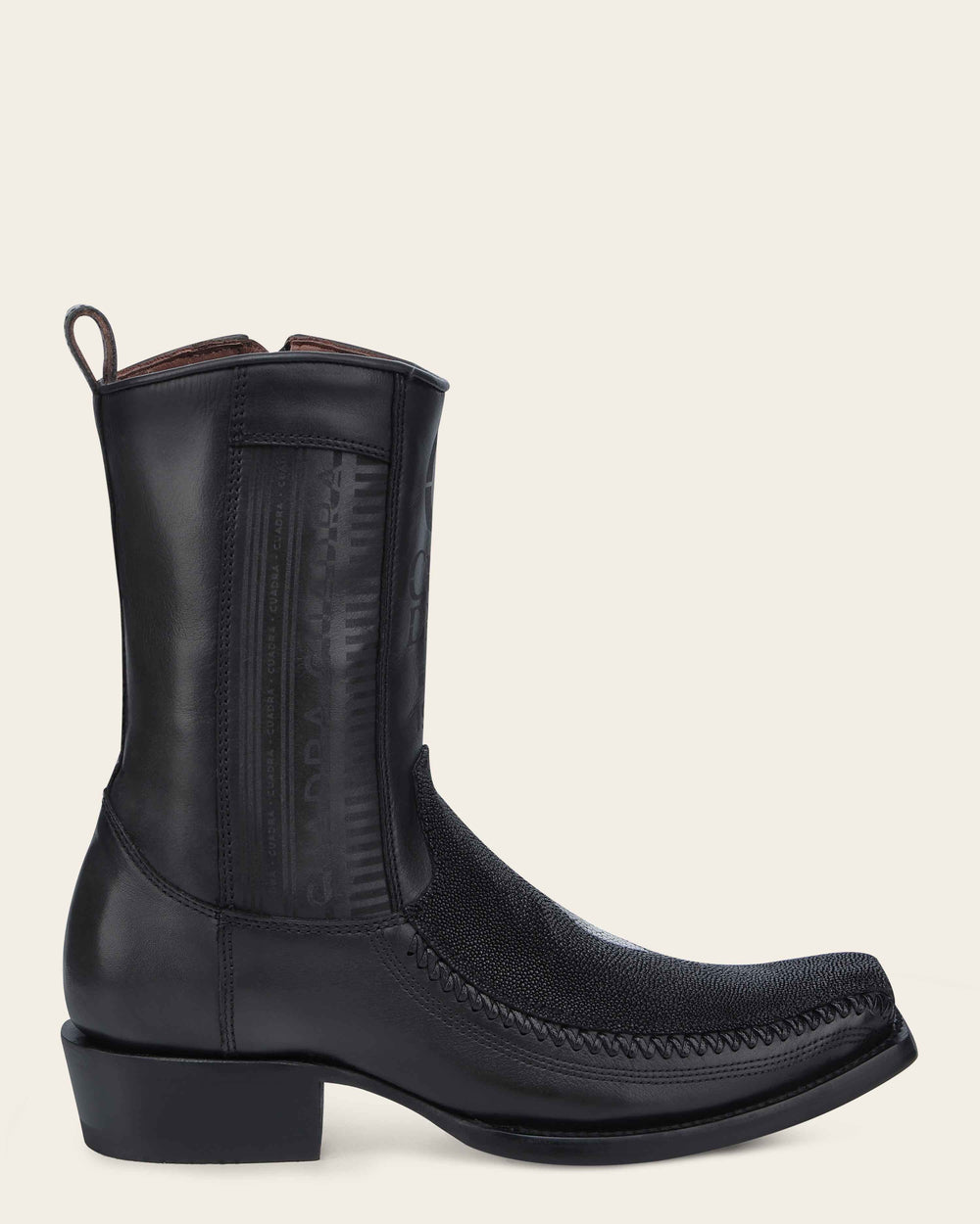 CU783 CUADRA MEN BLACK STINGRAY LASER & WOVEN NARROW SQUARE TOE – WIDE (EE)