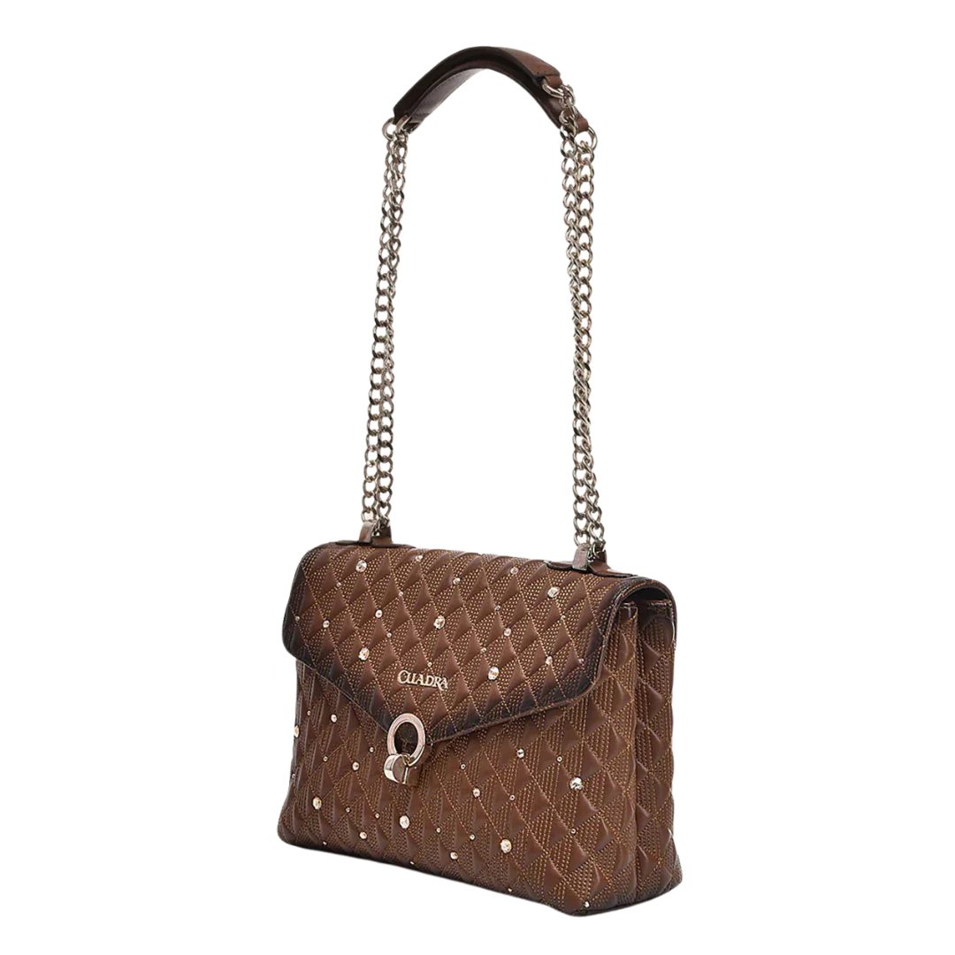DU585--BG CUADRA DU585 LD BROWN COWHIDE CRYSTAL BAG