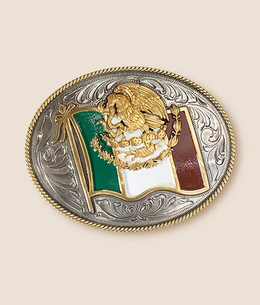 A37024 Mexico Flag Belt Buckle