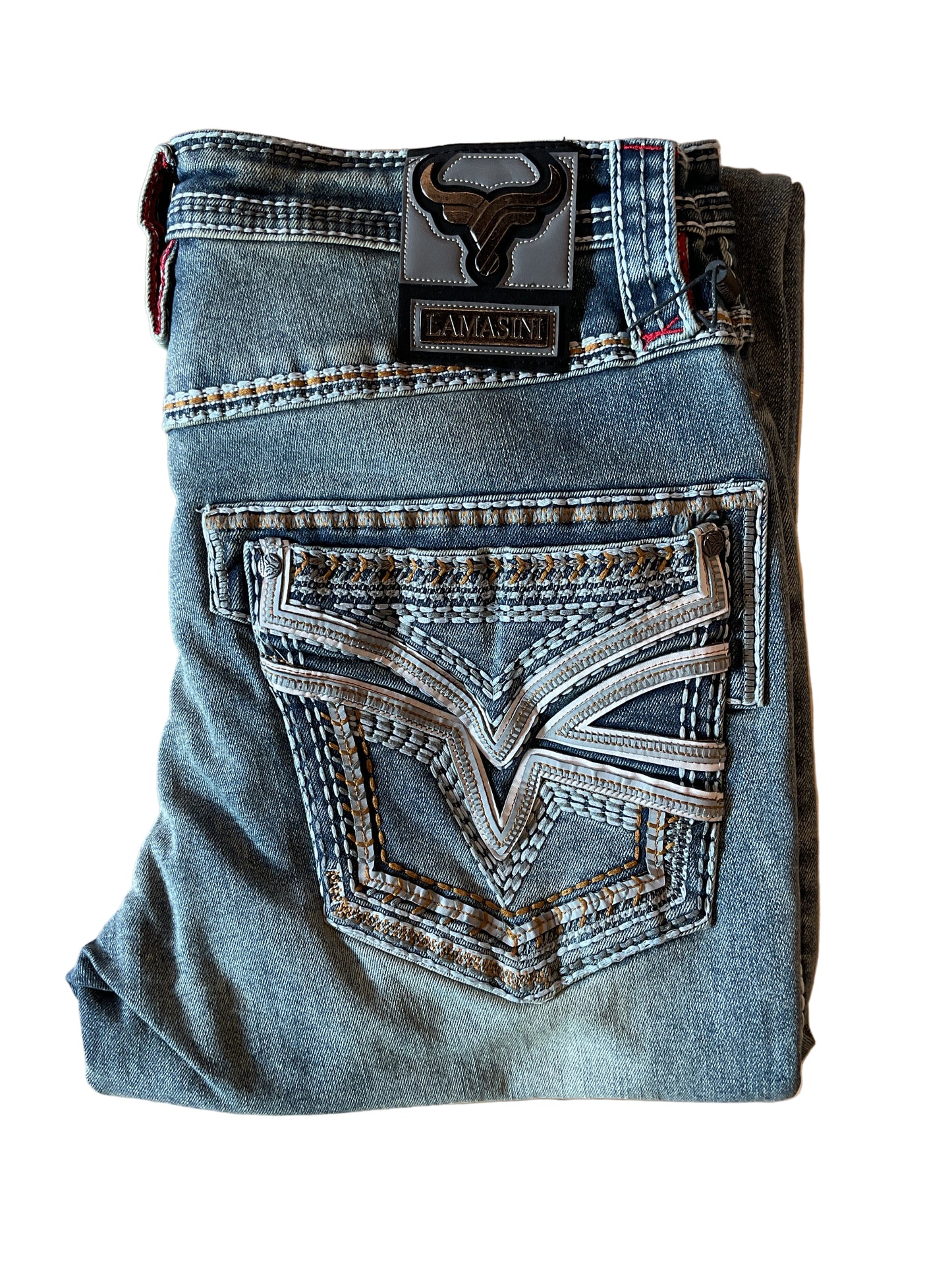 LAM12101 LAMASINI STRETCH MED BLUE JEANS