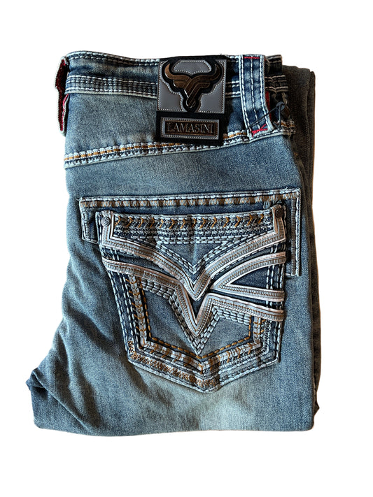 LAM12101 LAMASINI STRETCH MED BLUE JEANS