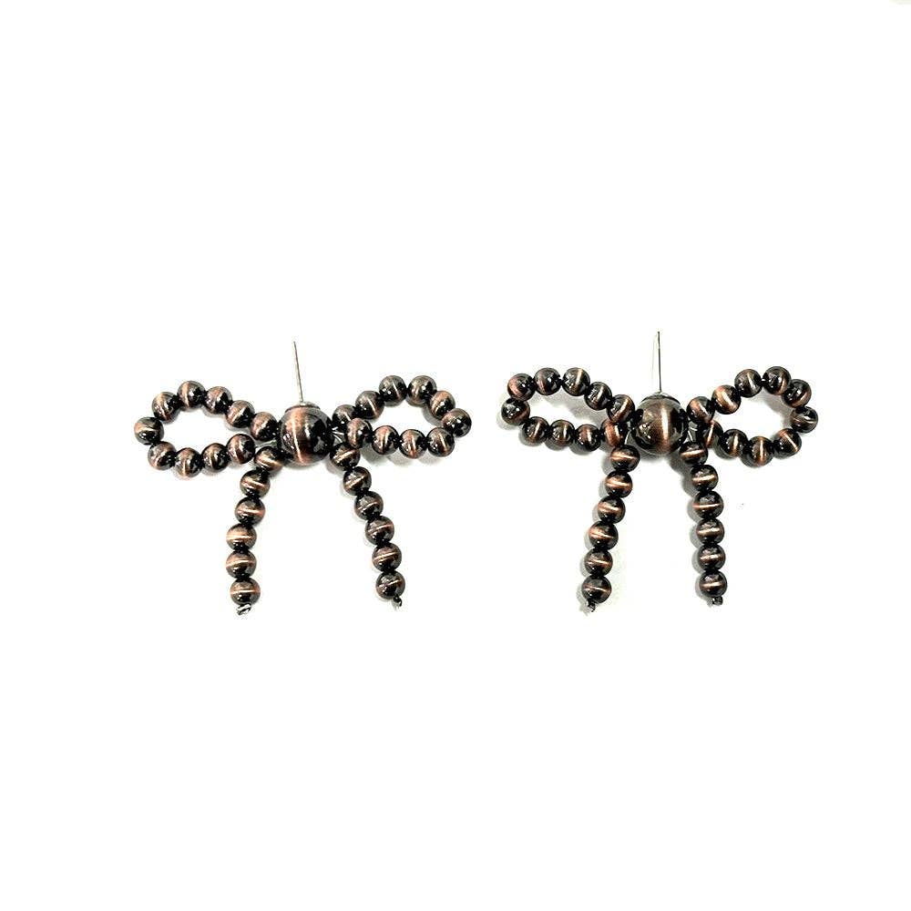 WESTERN NAVAJO PEALR RIBBON EARRINGS: Copper