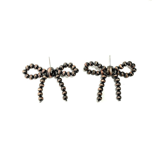 WESTERN NAVAJO PEALR RIBBON EARRINGS: Copper