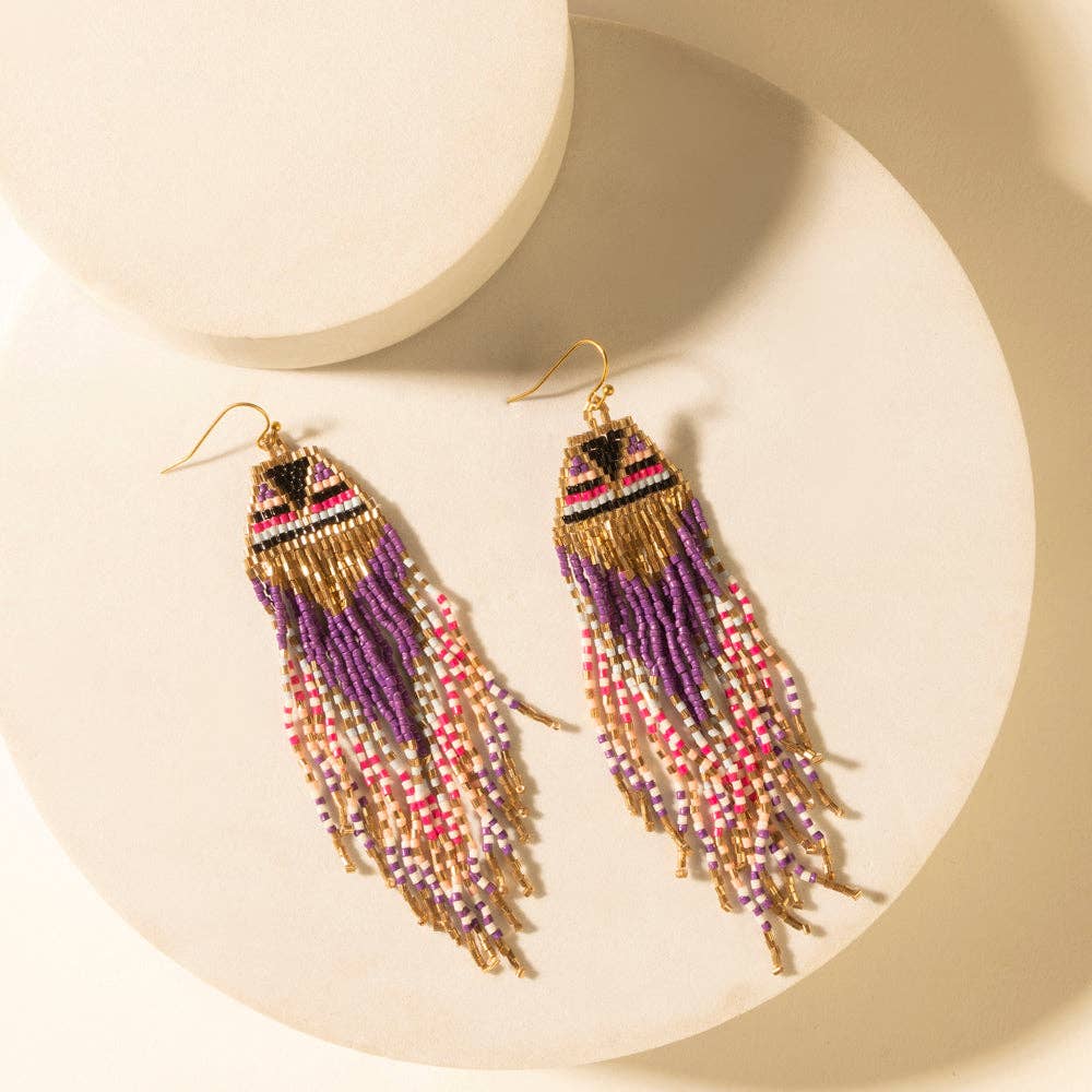 Fiesta Fringe Earrings in Violet Smoke: Violet Smoke