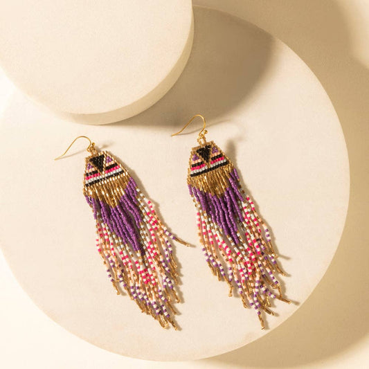 Fiesta Fringe Earrings in Violet Smoke: Violet Smoke