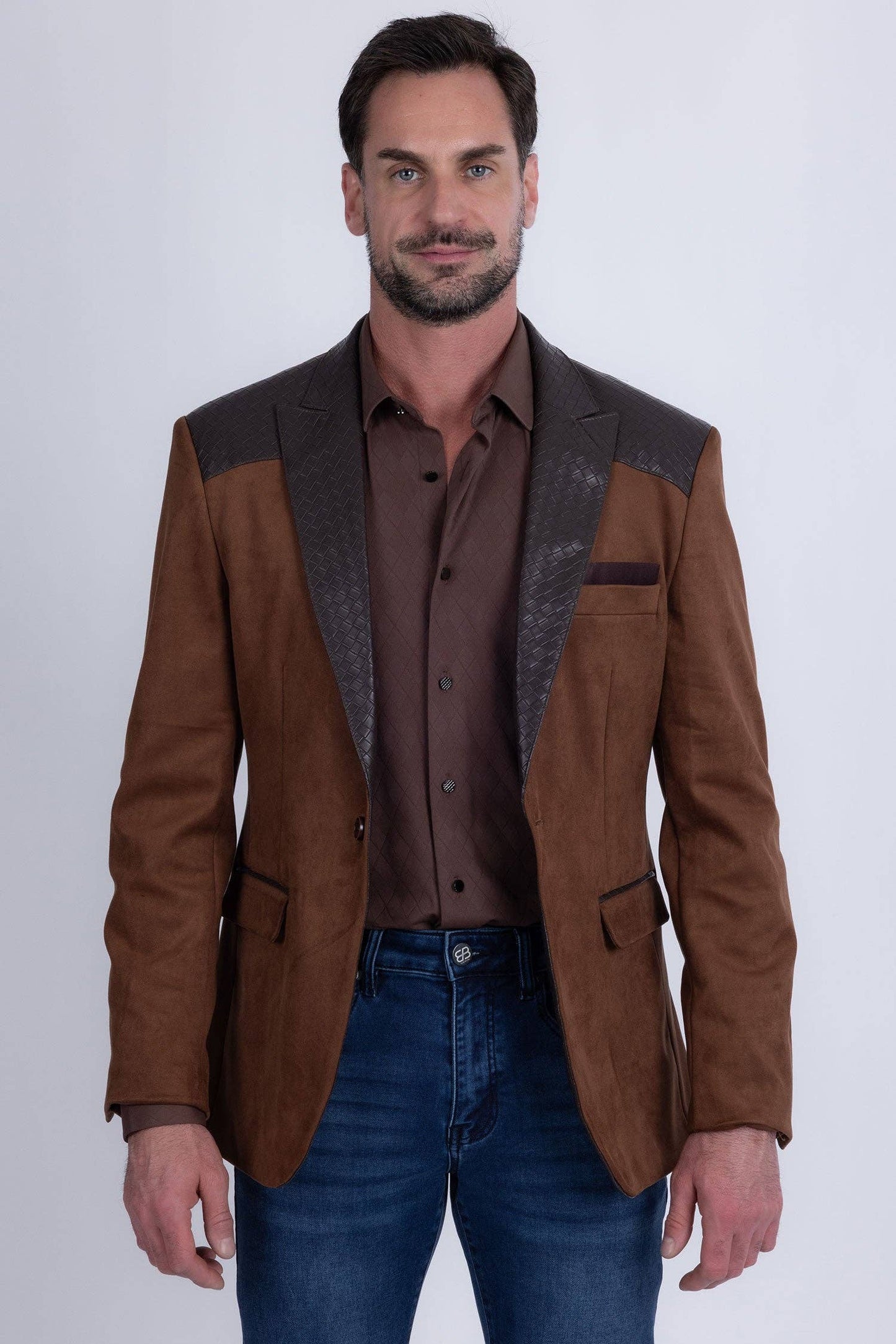 Echelon Western Blazer: Brown Chocolate