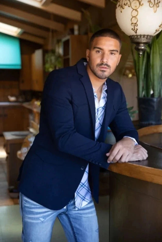 BLW11269 PLATINI MENS DOUBLE BUTTON WESTERN BLAZER