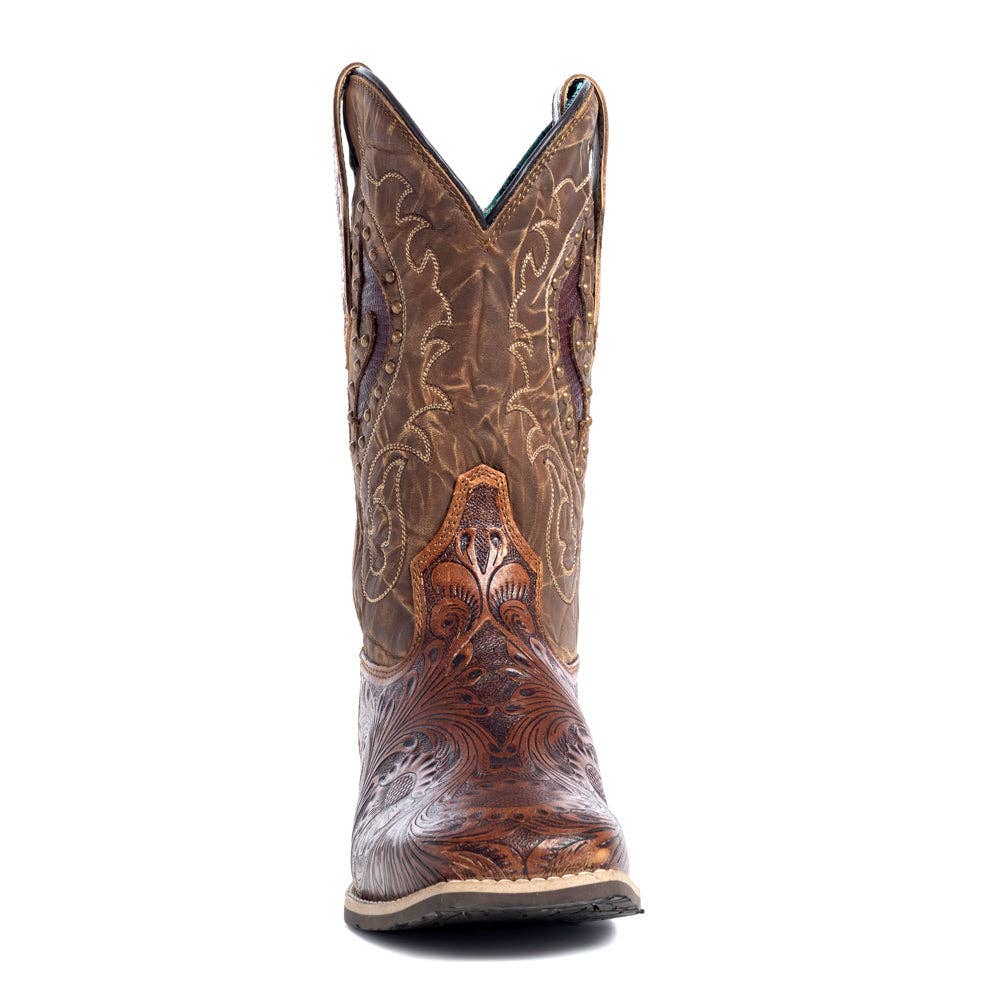 Gianna Hand-tooled Boots: Brown