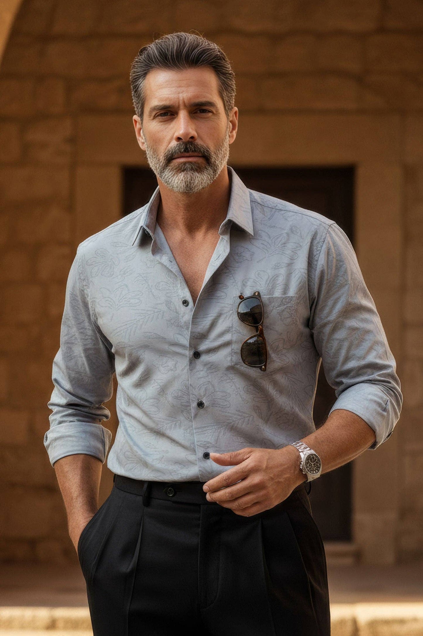 Drista Long Sleeve Shirt: Silver
