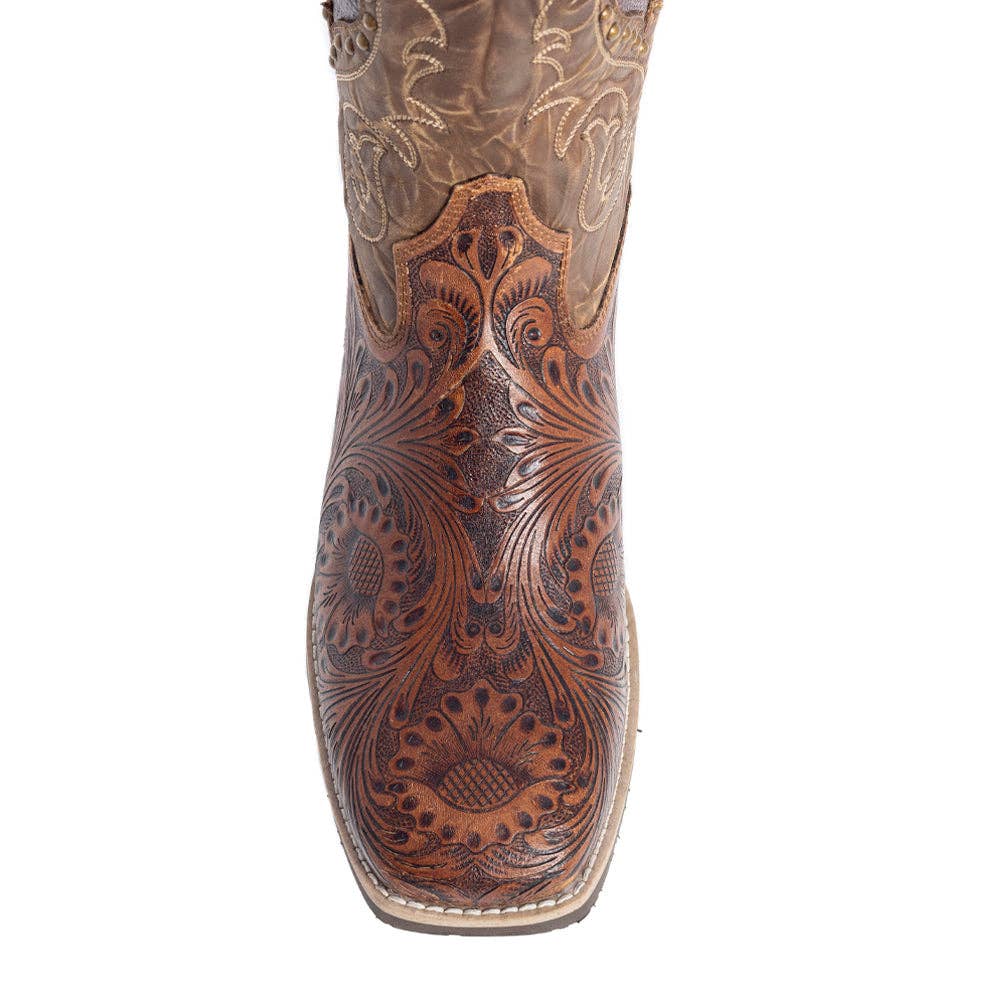Gianna Hand-tooled Boots: Brown