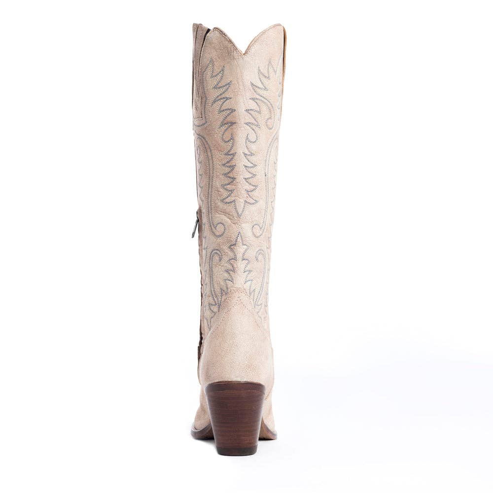 Syllvia Prairie Leather Boots in Ivory: White