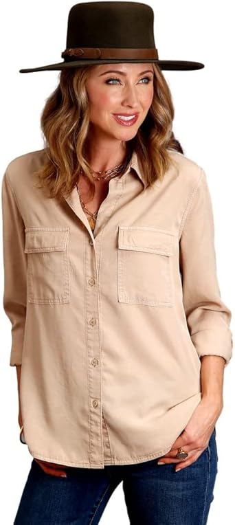 11-050-0565-2000 BR STETSON 1520 POLY CREPE RETRO SHIRT WM L/S