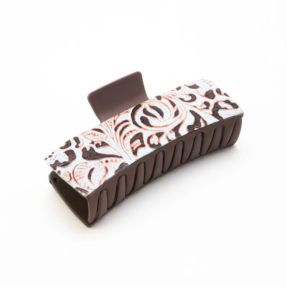 High Vista Hair Comb Clip In Dark Brown: Brown-Embossed