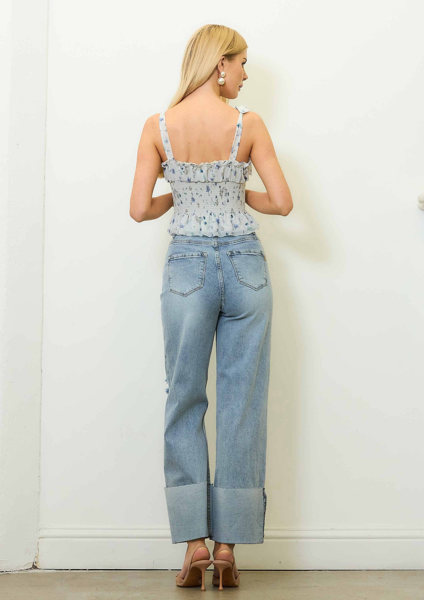 P2069 WIDE LEG JEANS - Rigid with Comfort Stretch: Medium Stone / 13