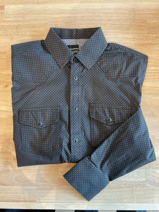 LAM0116 LAMASINI BLACK CASUAL LONG SLEEVE SHIRT