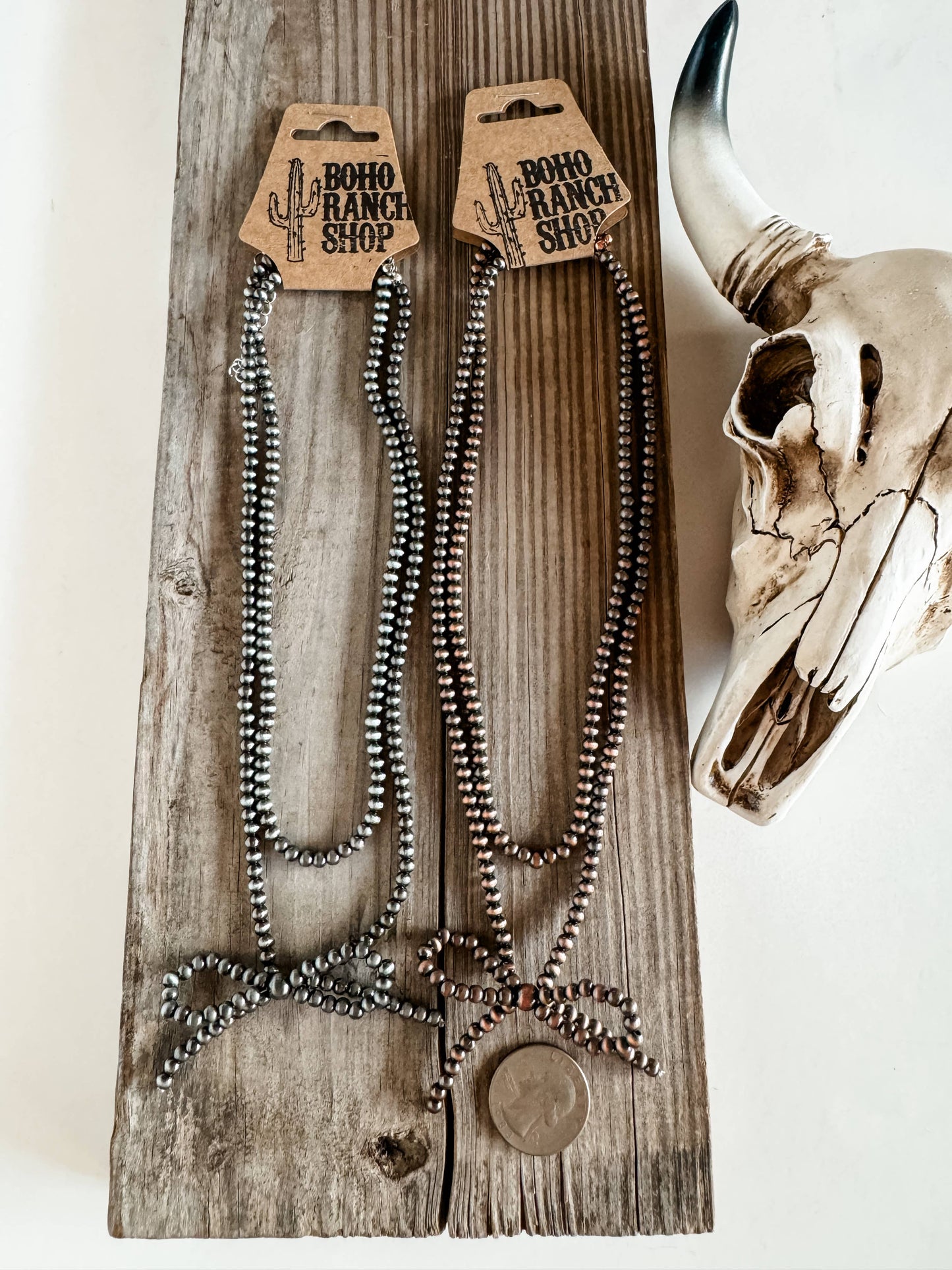 WESTERN LAYERED NAVAJO BEAD BOW CHAIN NECKLACE: COPPER