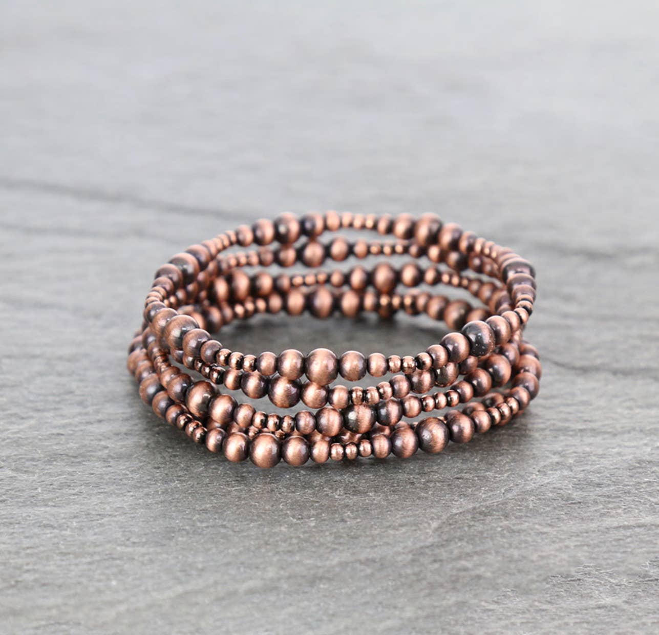 WESTERN NAVAJO STYLE PEARL STACKABLE BRACELETS: COPPER
