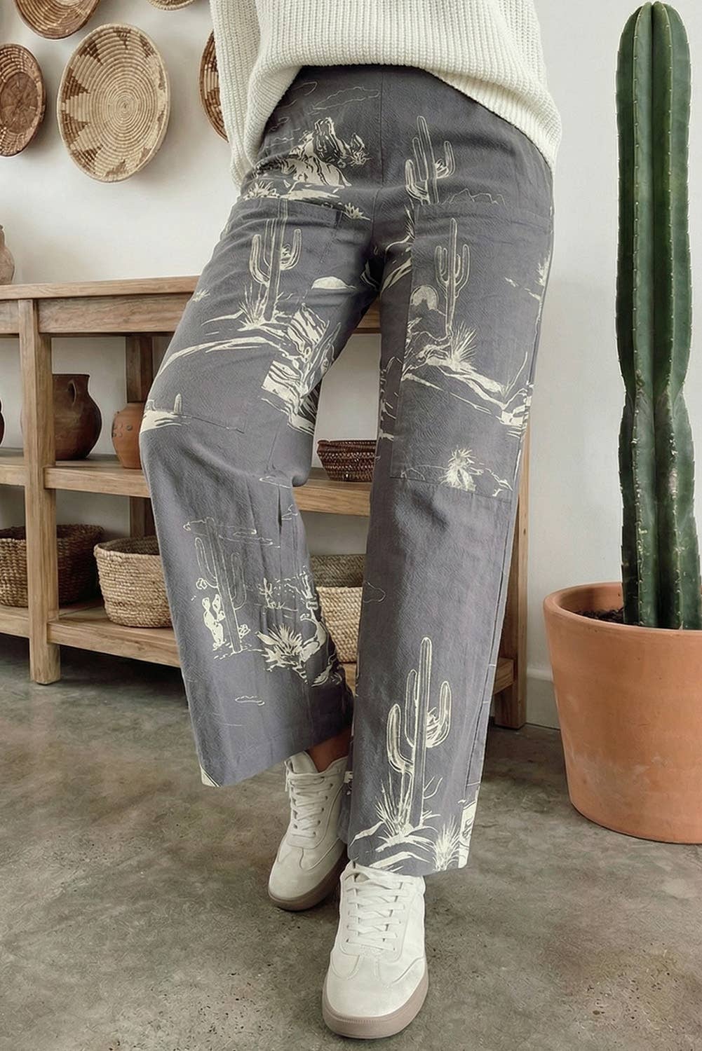 LDC Wild West Riding Vintage Printed Shift Jeans: Gray