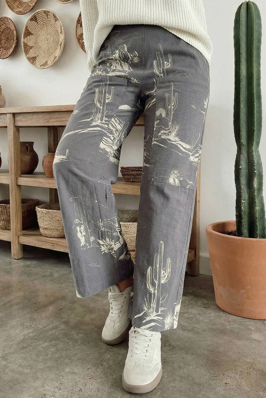 LDC Wild West Riding Vintage Printed Shift Jeans: Gray