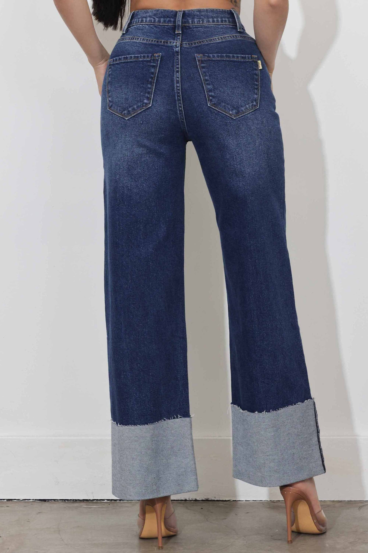 P6180 WIDE LEG JEANS - Rigid with Comfort Stretch: Dark Stone