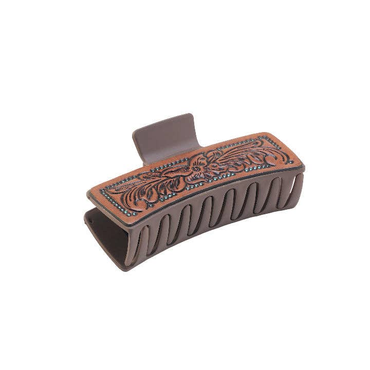 High Vista Hair Comb Clip In Dark Brown: Brown-Embossed