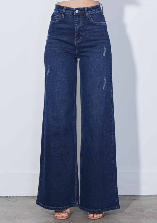 XPT409DS High-Rise Extra Wide Leg Jeans: Dark Stone