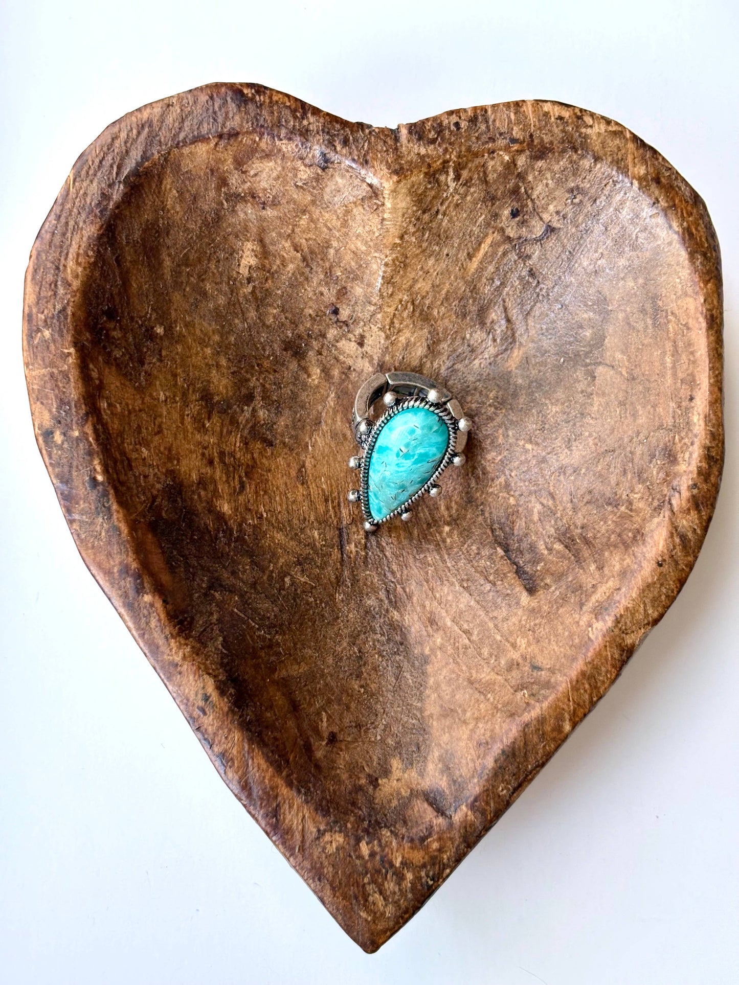 WESTERN STYLE TEARDROP TURQUOISE STONE STRECH RING: TURQUOISE - TEARDROP