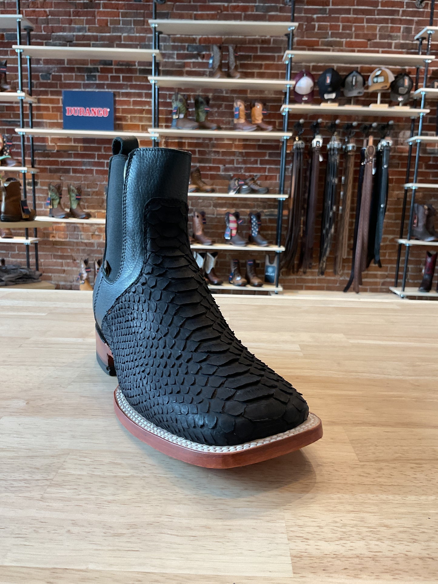 1010 CAVAL PYTHON BLACK ANKLE BOOTS