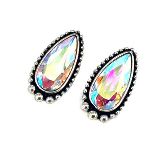 Western Crystal Teardrop Stud Earring