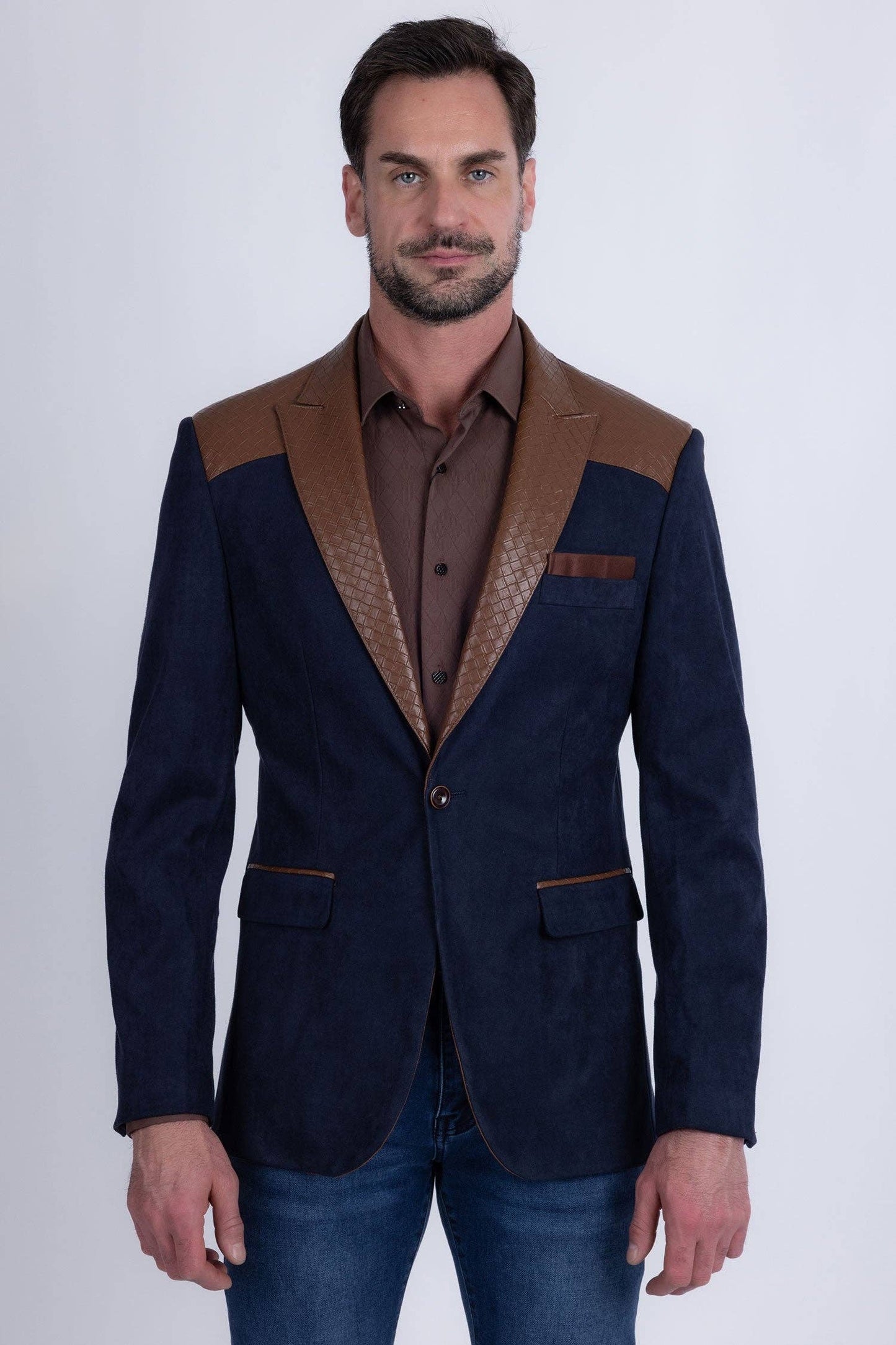 Echelon Western Blazer: Navy Coffee