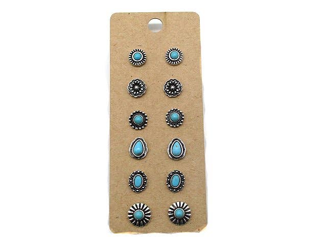 Western 6 Dainty Post Earring Set: FUCHSIA
