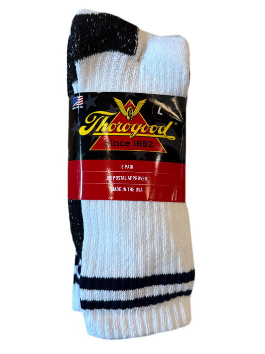 888-1006 THOROGOOD 3 PACK WHITE CREW SOCKS
