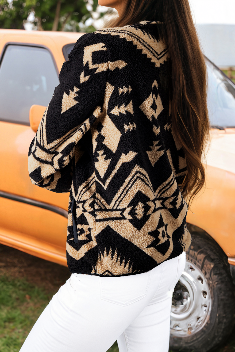 FW25319706-P222 Fashion-W Western Half Zip Plush Sweatshirt