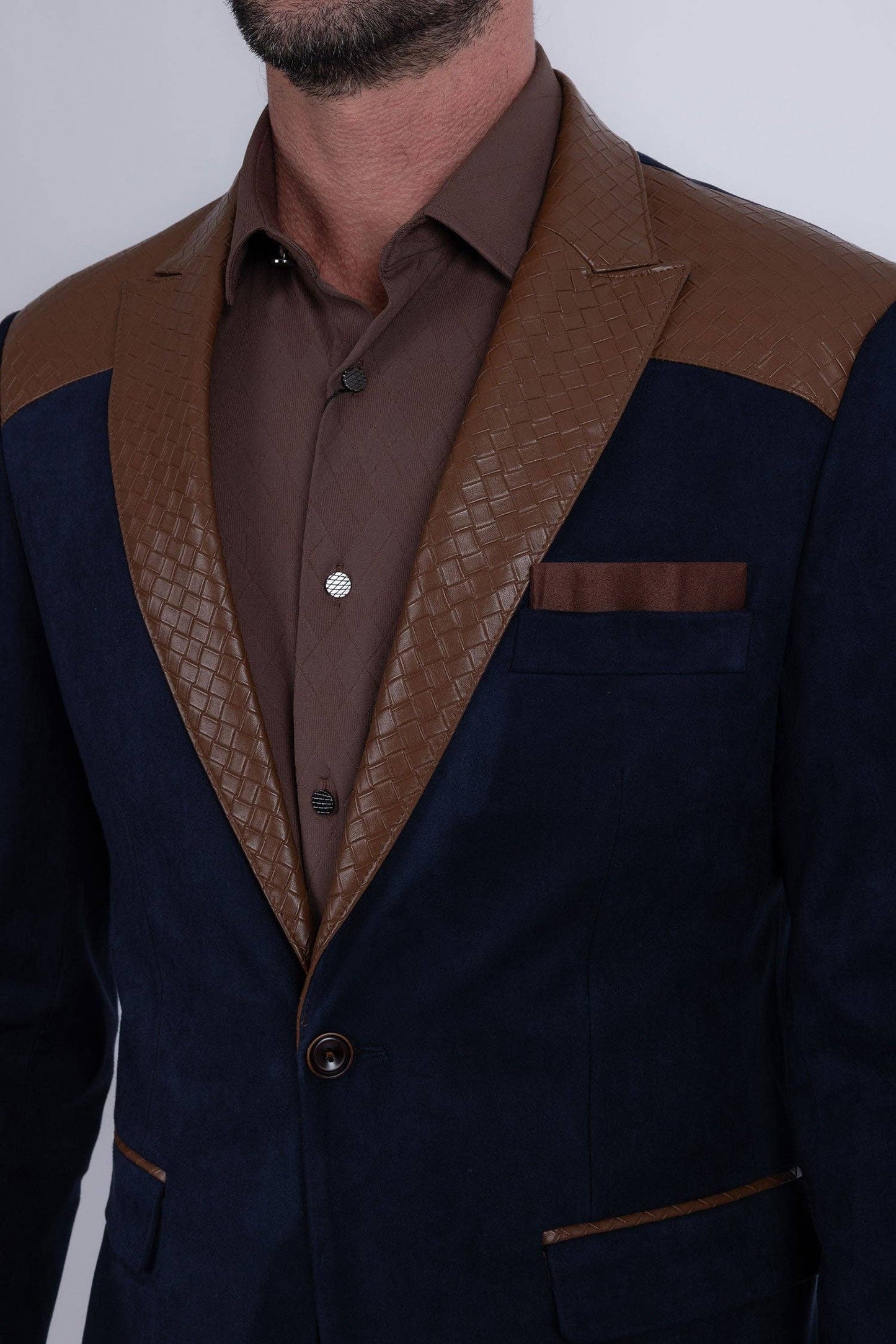 Echelon Western Blazer: Navy Coffee