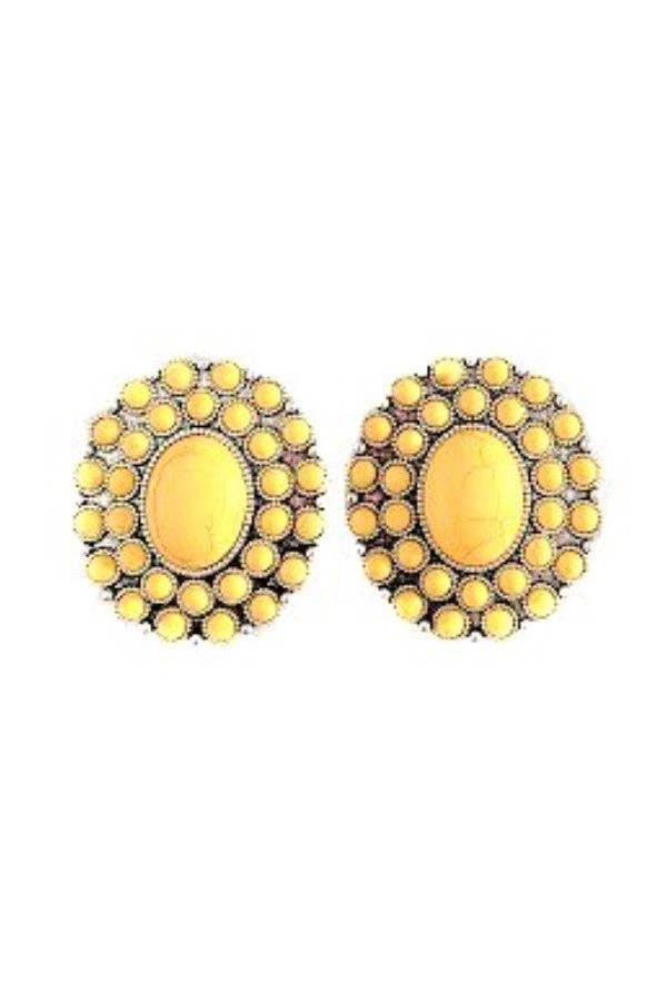 WESTERN CONCHO DESIGN POST EARRINGS: FUCHSIA