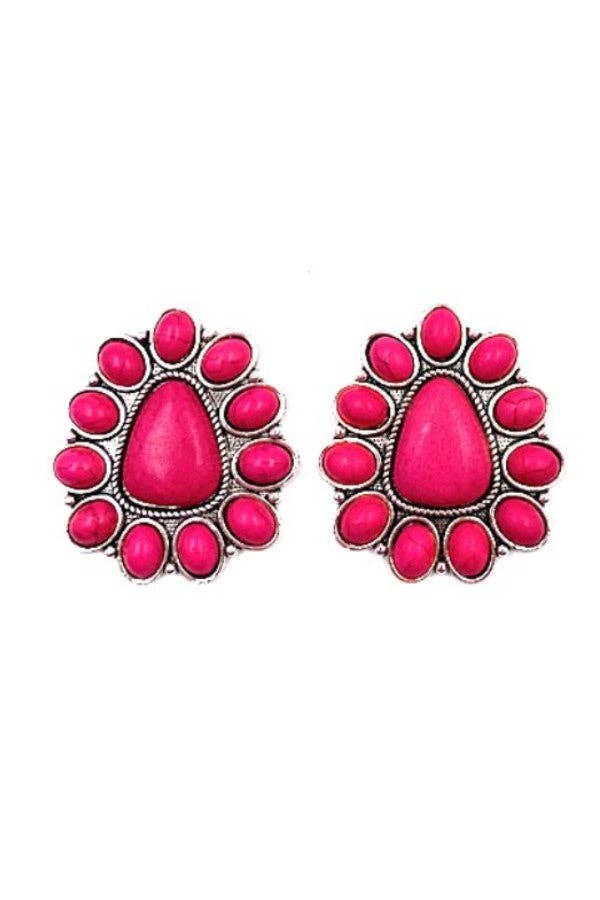 WESTERN CONCHO POST EARRINGS: TURQUOISE