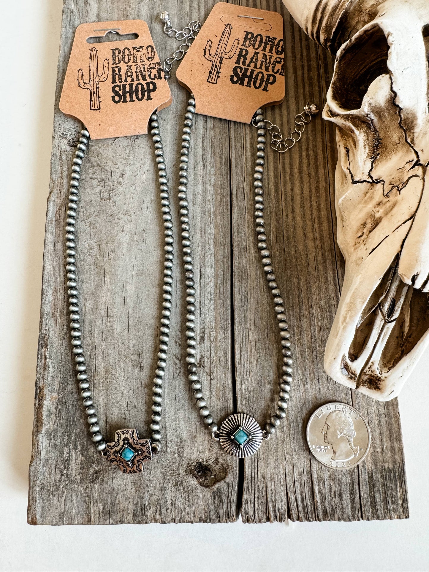 WESTERN TURQUOISE CHOKER NECKLACE: CROSS
