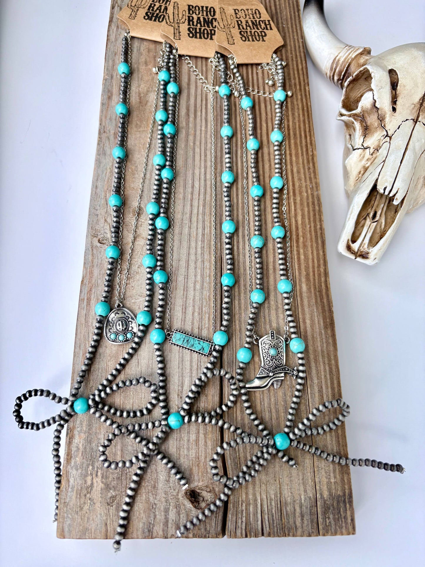2 LAYER WESTERN STYLE COQUETTE BOW & PENDANT NECKLACE: BAR