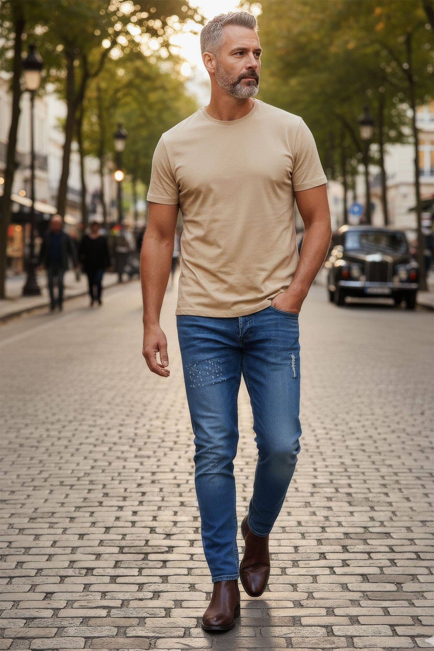Trendy basics Crew-Neck T-Shirt: -KHK-