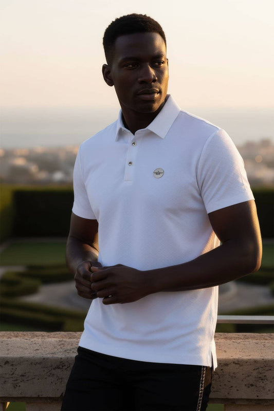 Napoleone Patterned Polo Shirt: White