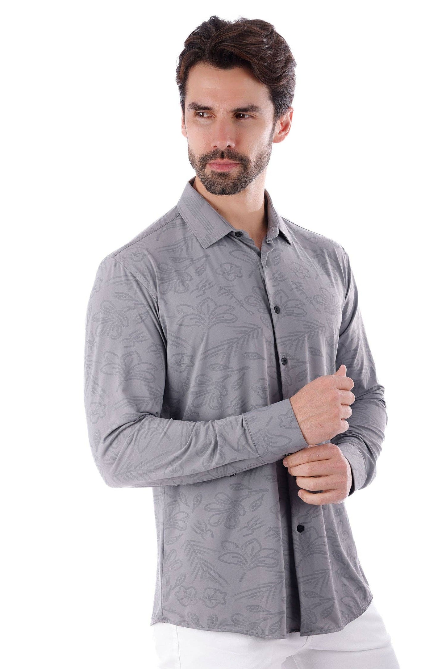 Drista Long Sleeve Shirt: Silver