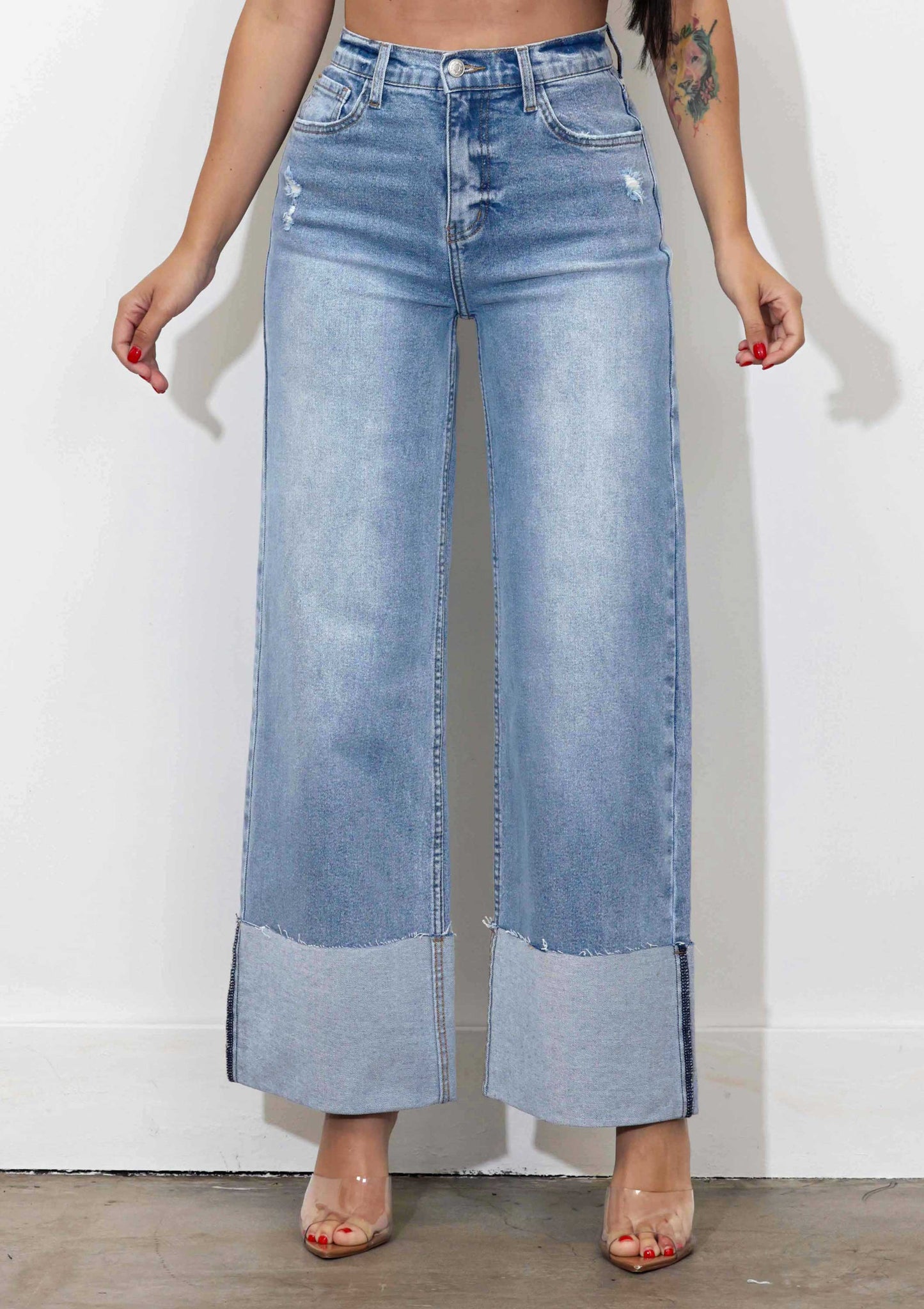 P6180 WIDE LEG JEANS - Rigid with Comfort Stretch: Dark Stone