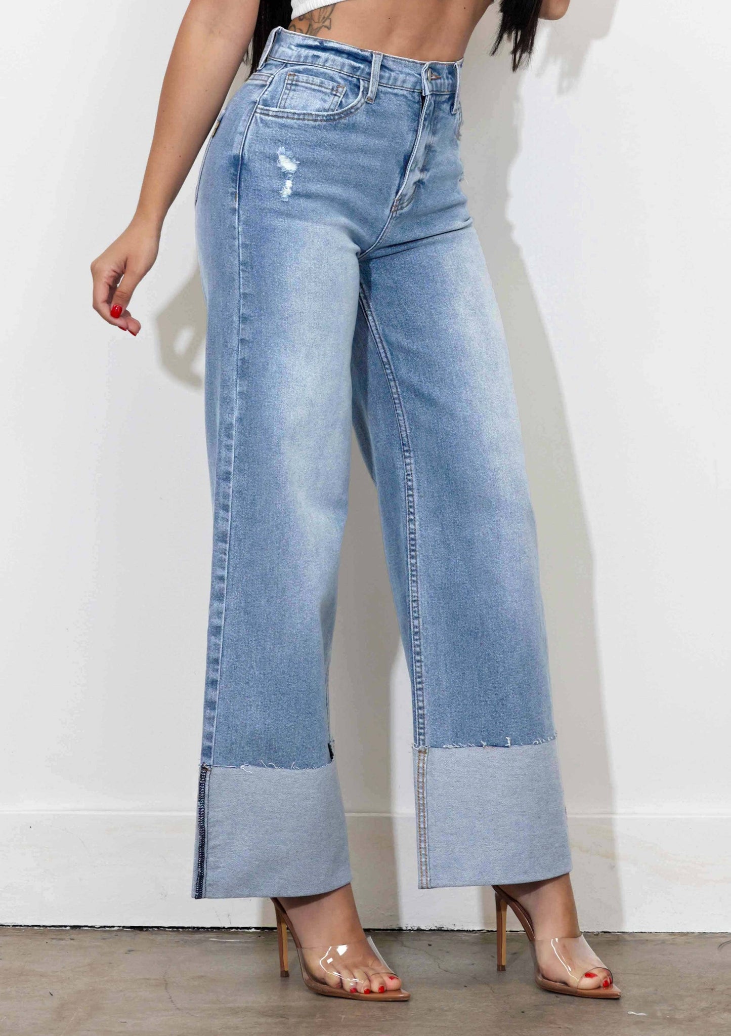 P6180 WIDE LEG JEANS - Rigid with Comfort Stretch: Dark Stone