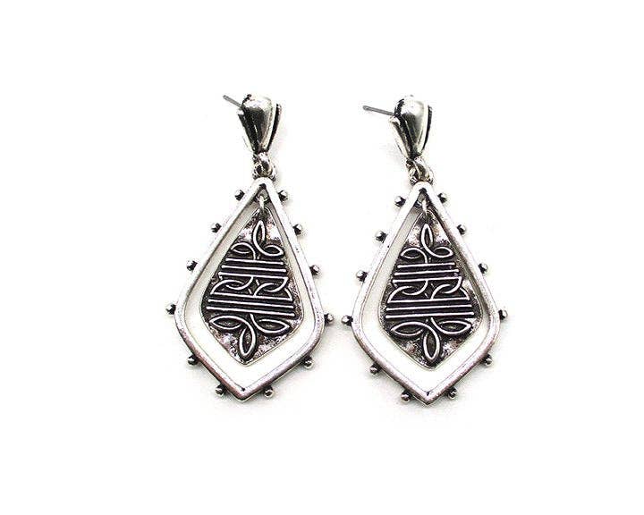Western Diamond Boot Stitch Dangle Earring