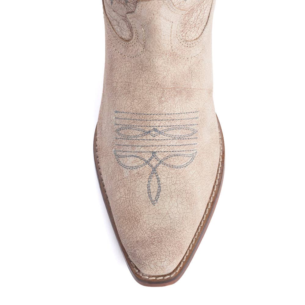 Syllvia Prairie Leather Boots in Ivory: White