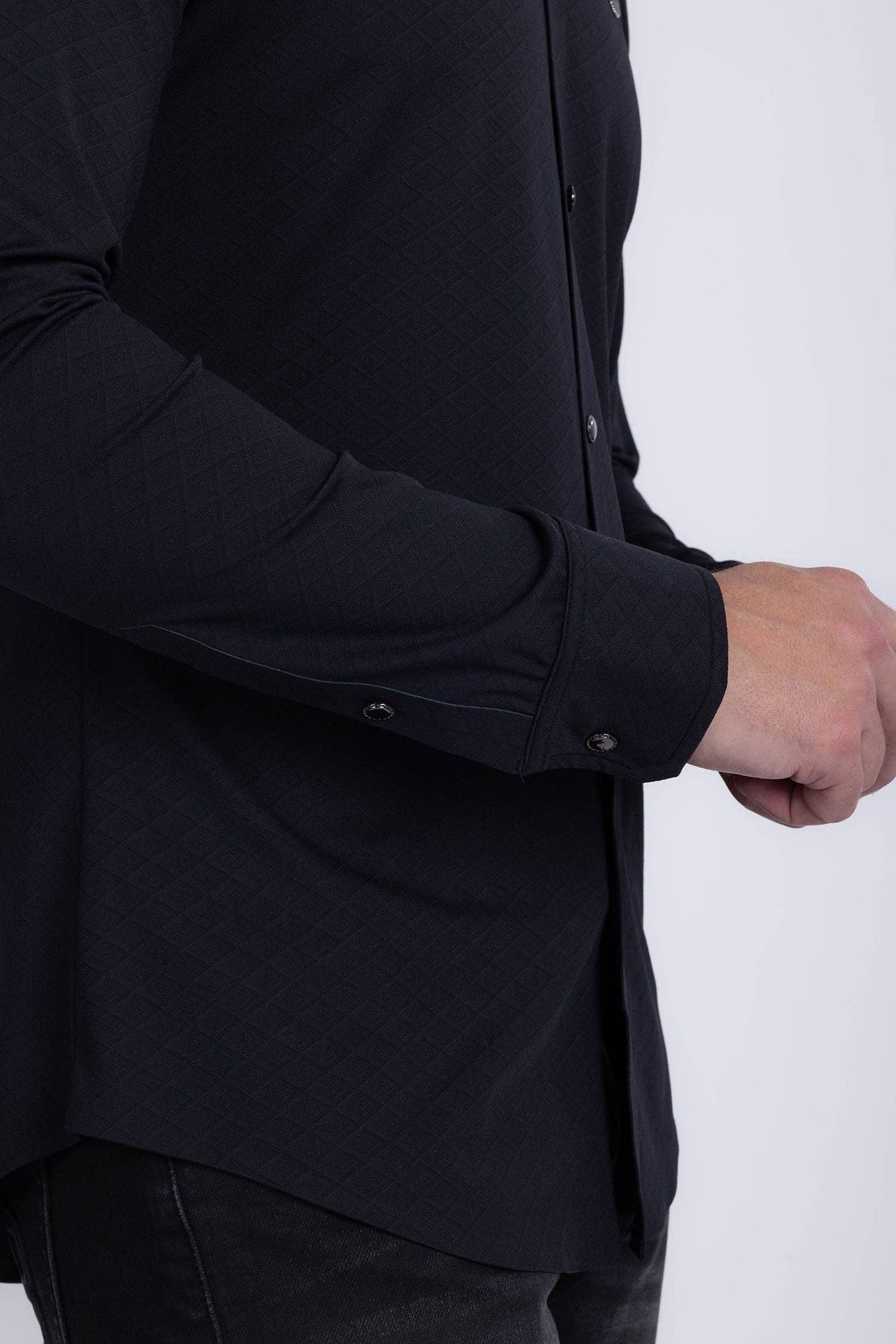 Napoleone Patterned Long Sleeve Shirt: Black