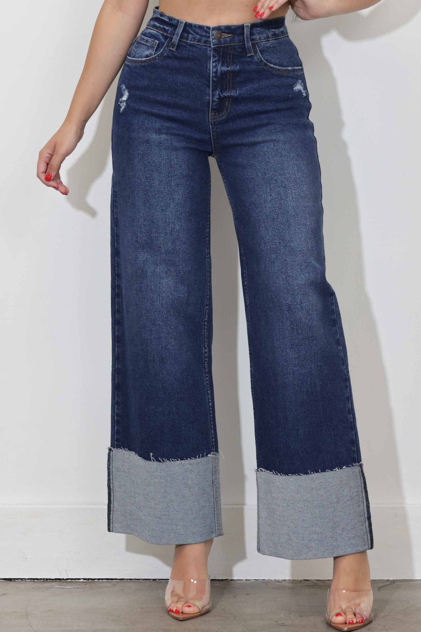 P6180 WIDE LEG JEANS - Rigid with Comfort Stretch: Dark Stone