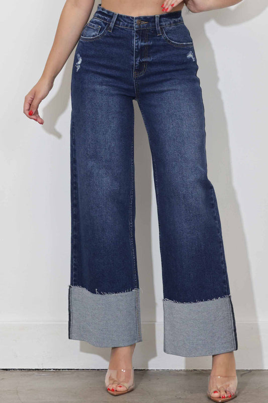 P6180 WIDE LEG JEANS - Rigid with Comfort Stretch: Dark Stone