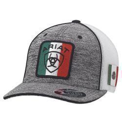 A300015106 ARIAT MENS SNAP BACK MEXICAN FLAG LOGO GREY CAP