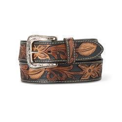 A10414107 ARIAT 1-1/2 HAND TOOLED FLORAL BK/BR